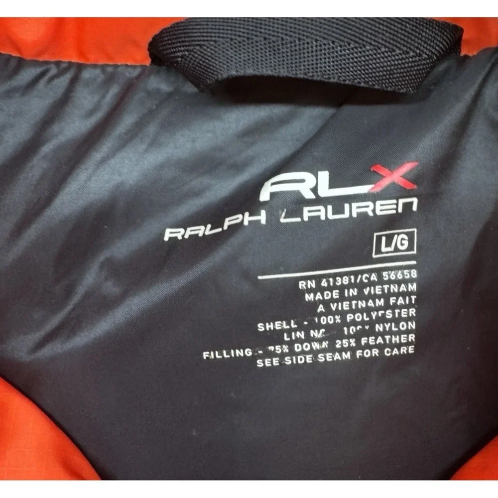 Ralph Lauren‎ RLX Down Sleeveles Vest Orange Men's Size Large L EUC